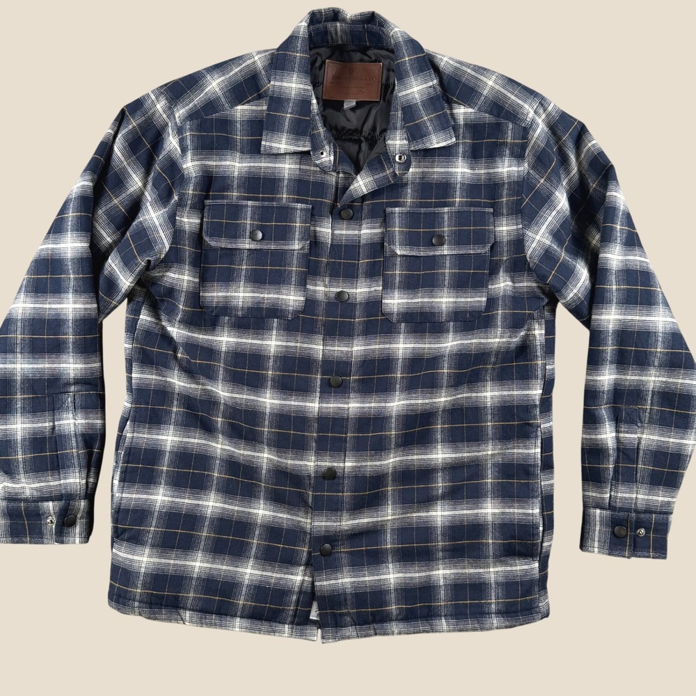Rugged Elements Shirt Jacket Men M Blue Plaid Padded Flannel Shacket Workwear